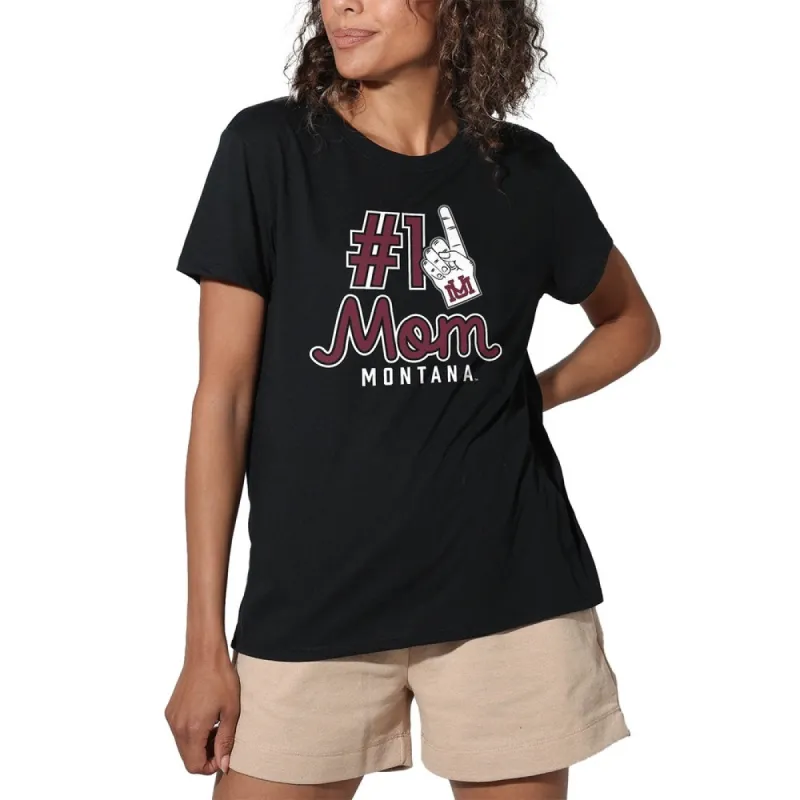 University Of Montana Grizzlies 1 Mom Women's Loose T Shirt, Black sold by Zulily