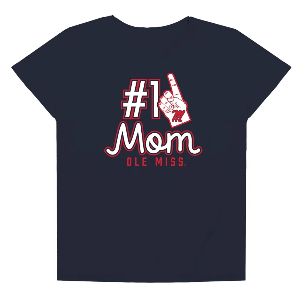 University Of Mississippi Ole Miss Rebels 1 Mom Women's Loose T Shirt, Navy sold by Zulily product image thumbnail 4