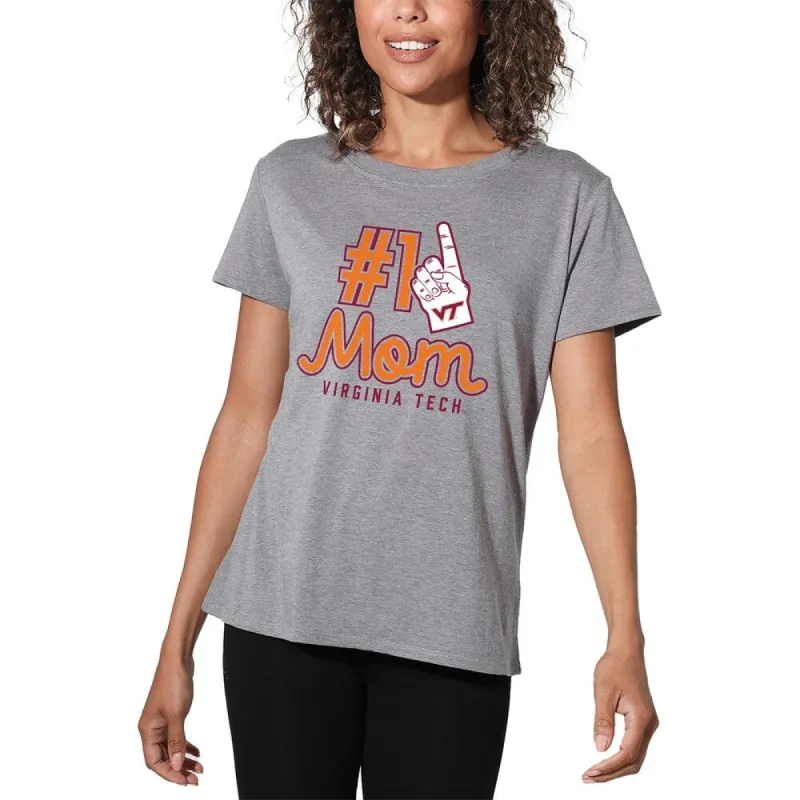 Virginia Tech Hokies 1 Mom Women's Loose T Shirt, Athletic Heather sold by Zulily