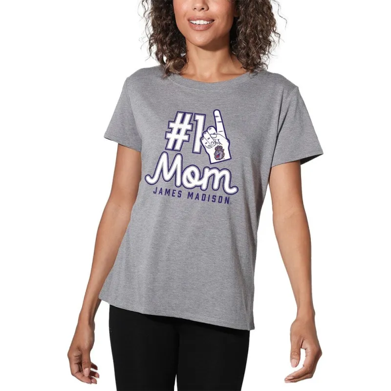 James Madison University Bulldogs 1 Mom Women's Loose T Shirt, Athletic Heather sold by Zulily