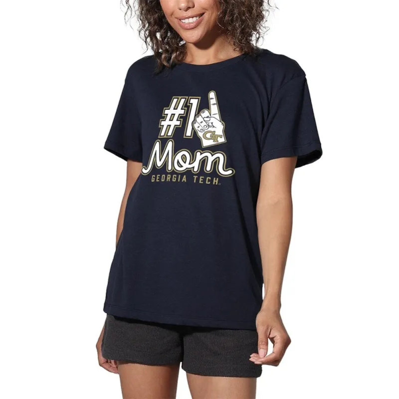 Georgia Tech Yellow Jackets 1 Mom Women's Loose T Shirt, Navy sold by Zulily