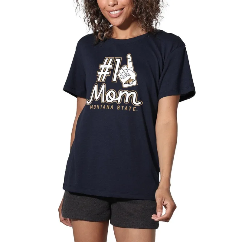 Montana State University Bobcats 1 Mom Women's Loose T Shirt, Navy sold by Zulily