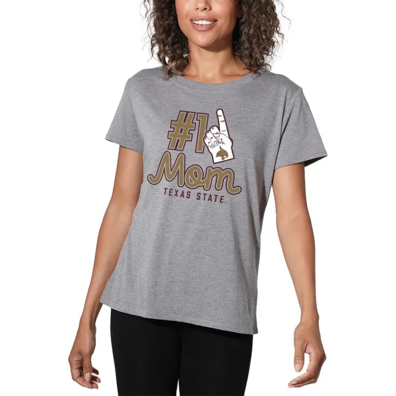 Texas State University Bobcats 1 Mom Women's Loose T Shirt, Athletic Heather sold by Zulily