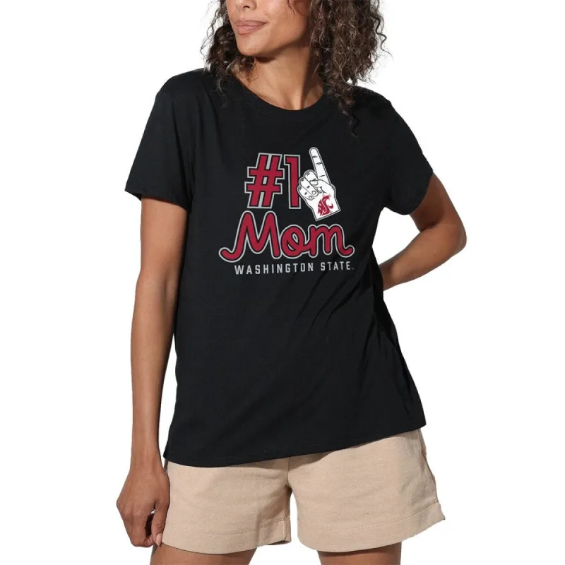 Washington State University Cougars 1 Mom Women's Loose T Shirt, Black sold by Zulily