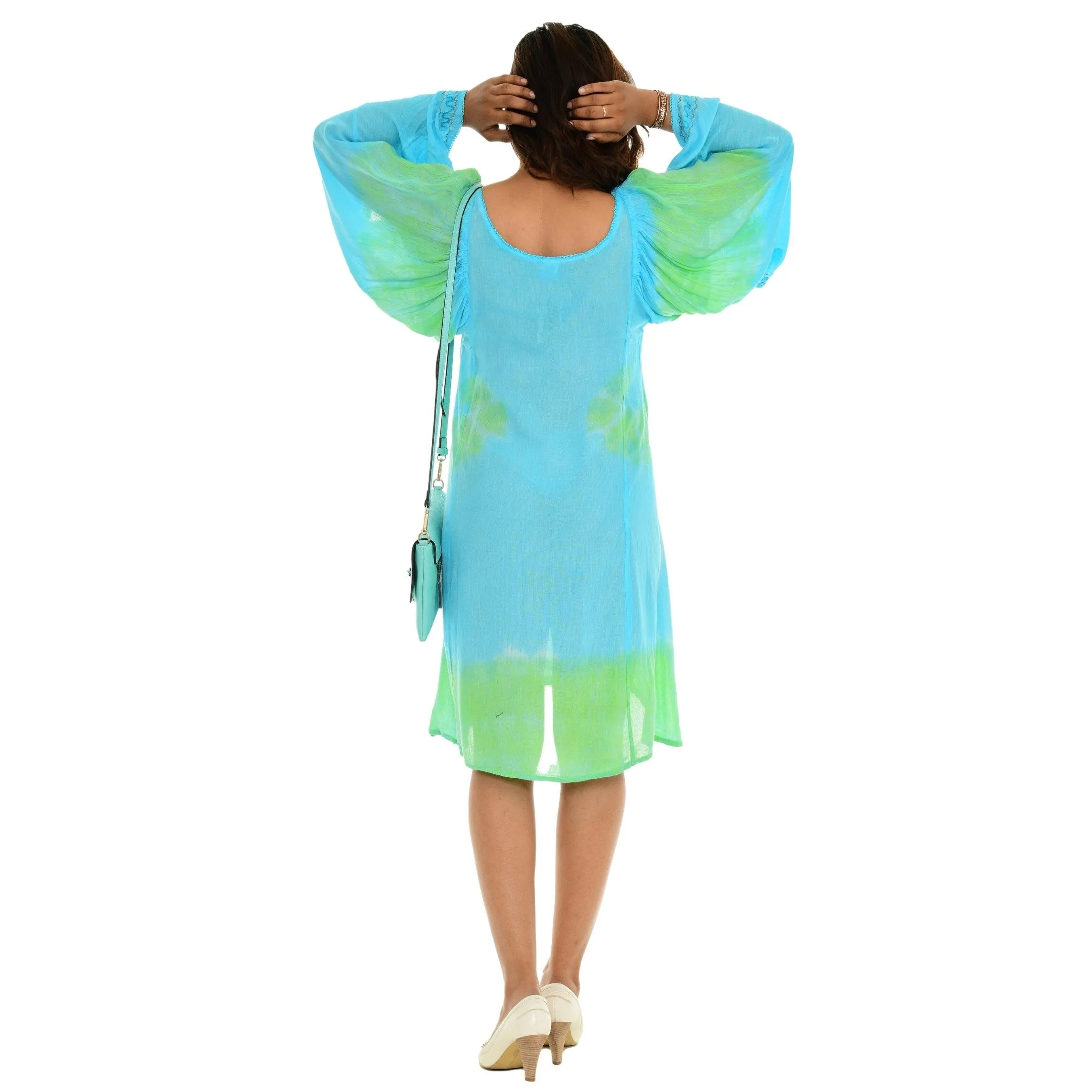 Tie-Dye Embroidered Lace-Hem Bell-Sleeve Dress sold by Zulily product image thumbnail 5