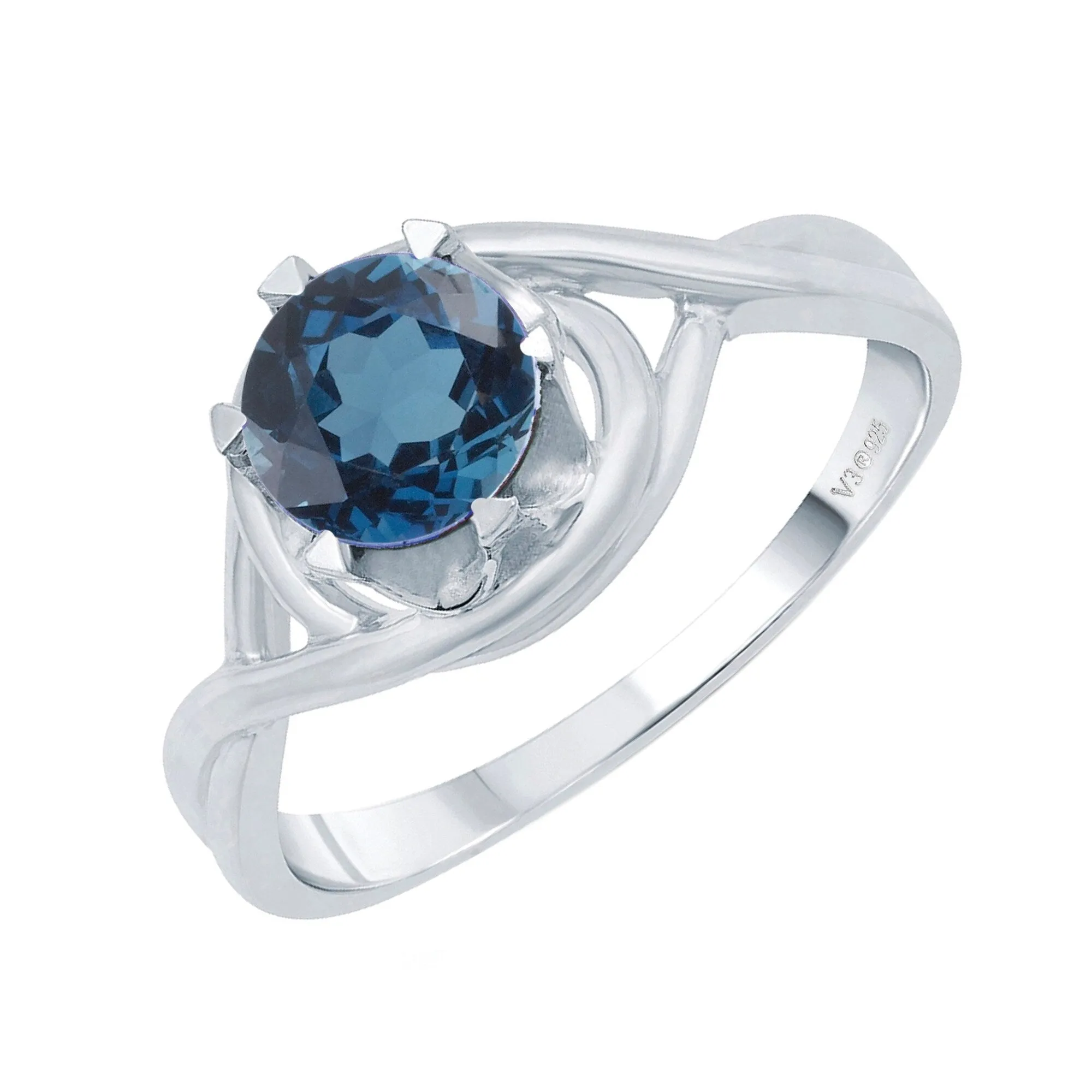 V3 Jewelry 925 Sterling Silver Round Shape Natural London Blue Topaz Solitaire Ring for Women sold by Zulily product image thumbnail 2