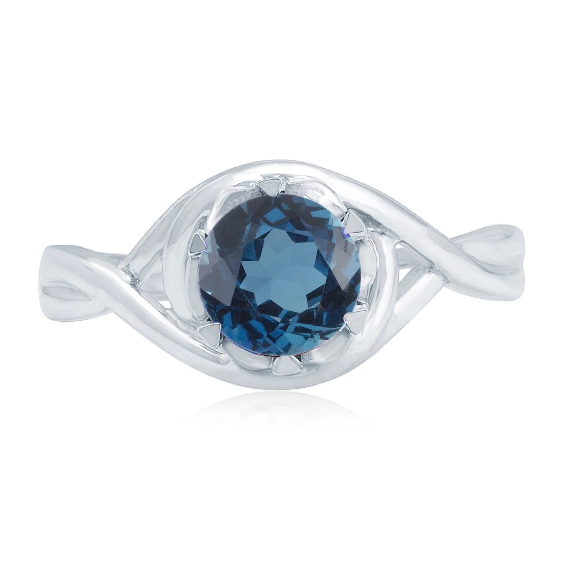 V3 Jewelry 925 Sterling Silver Round Shape Natural London Blue Topaz Solitaire Ring for Women sold by Zulily product image thumbnail 3