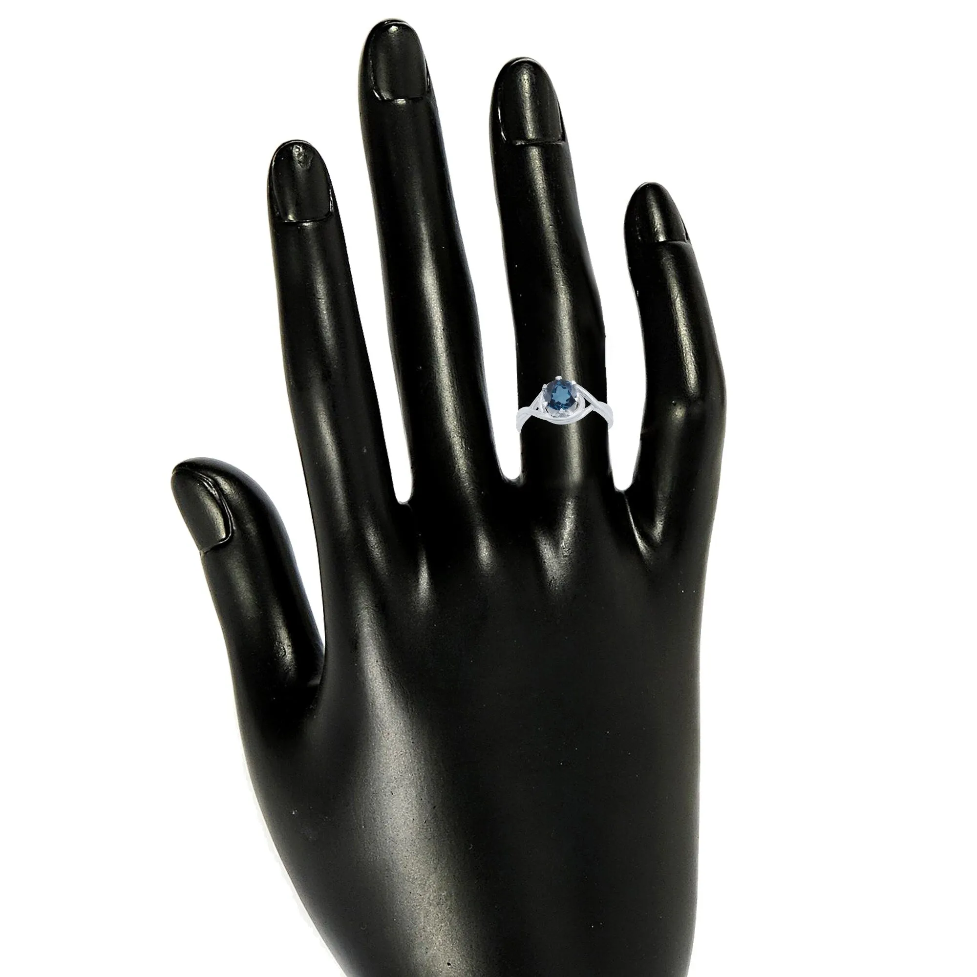 V3 Jewelry 925 Sterling Silver Round Shape Natural London Blue Topaz Solitaire Ring for Women sold by Zulily product image thumbnail 4