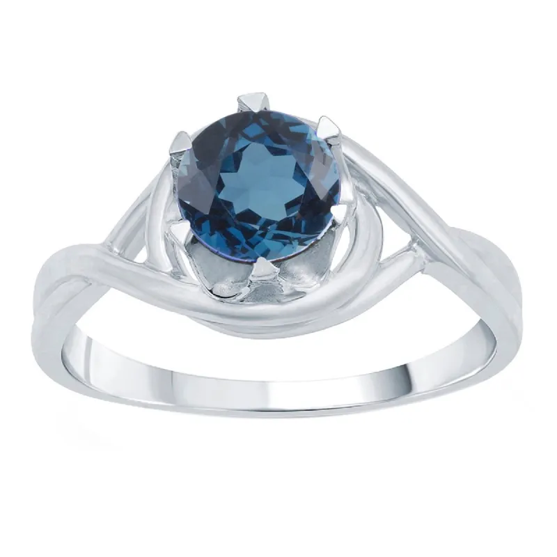 V3 Jewelry 925 Sterling Silver Round Shape Natural London Blue Topaz Solitaire Ring for Women sold by Zulily