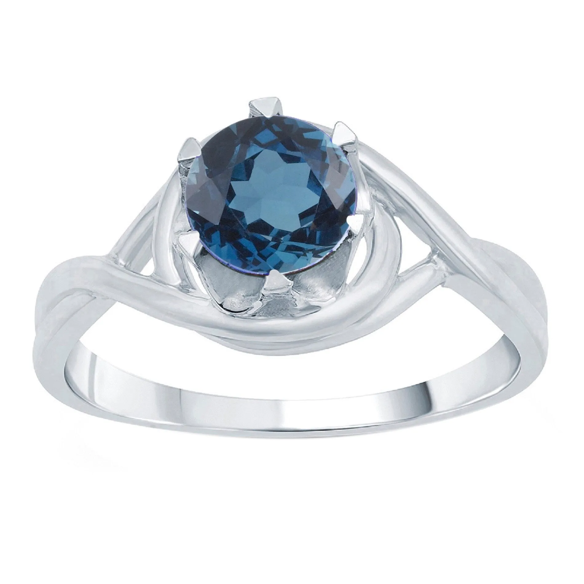 V3 Jewelry 925 Sterling Silver Round Shape Natural London Blue Topaz Solitaire Ring for Women sold by Zulily