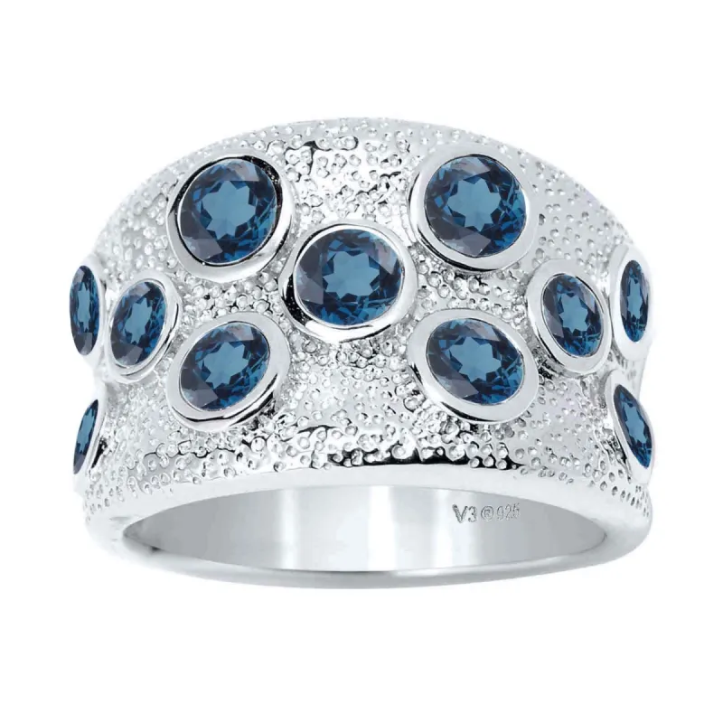 Sterling Silver Natural London Blue Topaz Wide Band Ring sold by Zulily