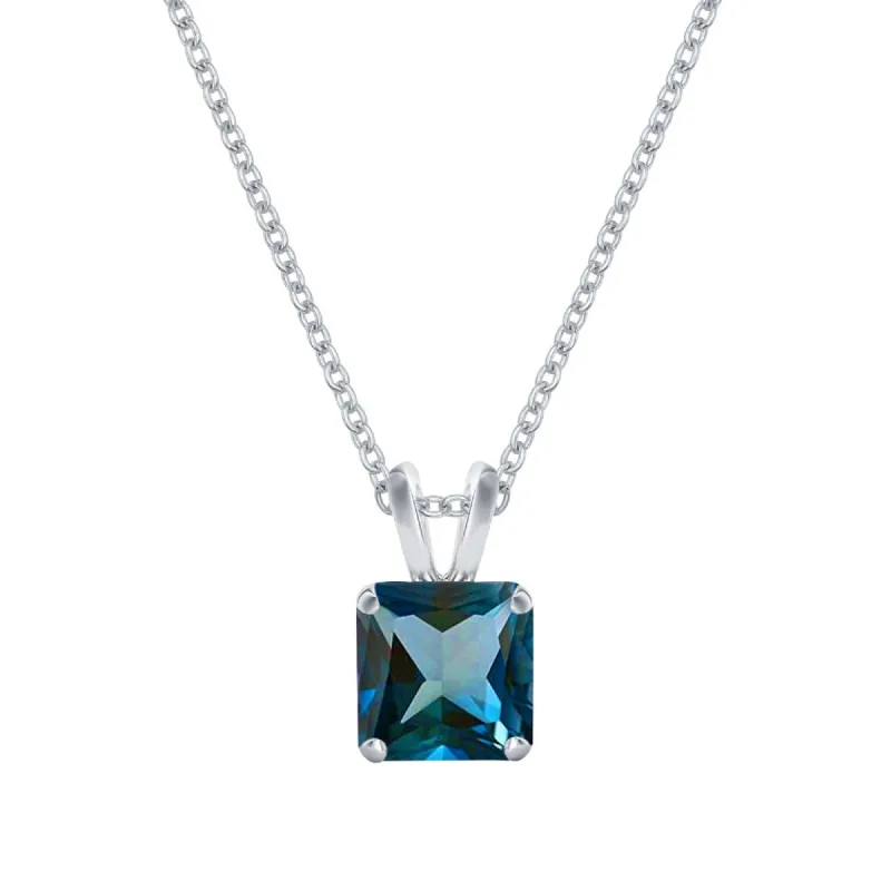 V3 Jewelry Sterling Silver Square Shape Natural London Blue Topaz Pendant sold by Zulily
