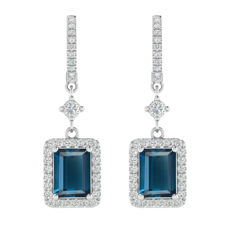 Sterling Silver with Natural London Blue Topaz and White Topaz Drop Earring sold by Zulily