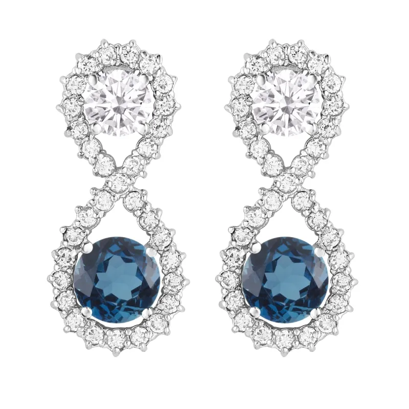 Sterling Silver with London Blue Topaz, Moissanite and White Topaz Drop Earring sold by Zulily