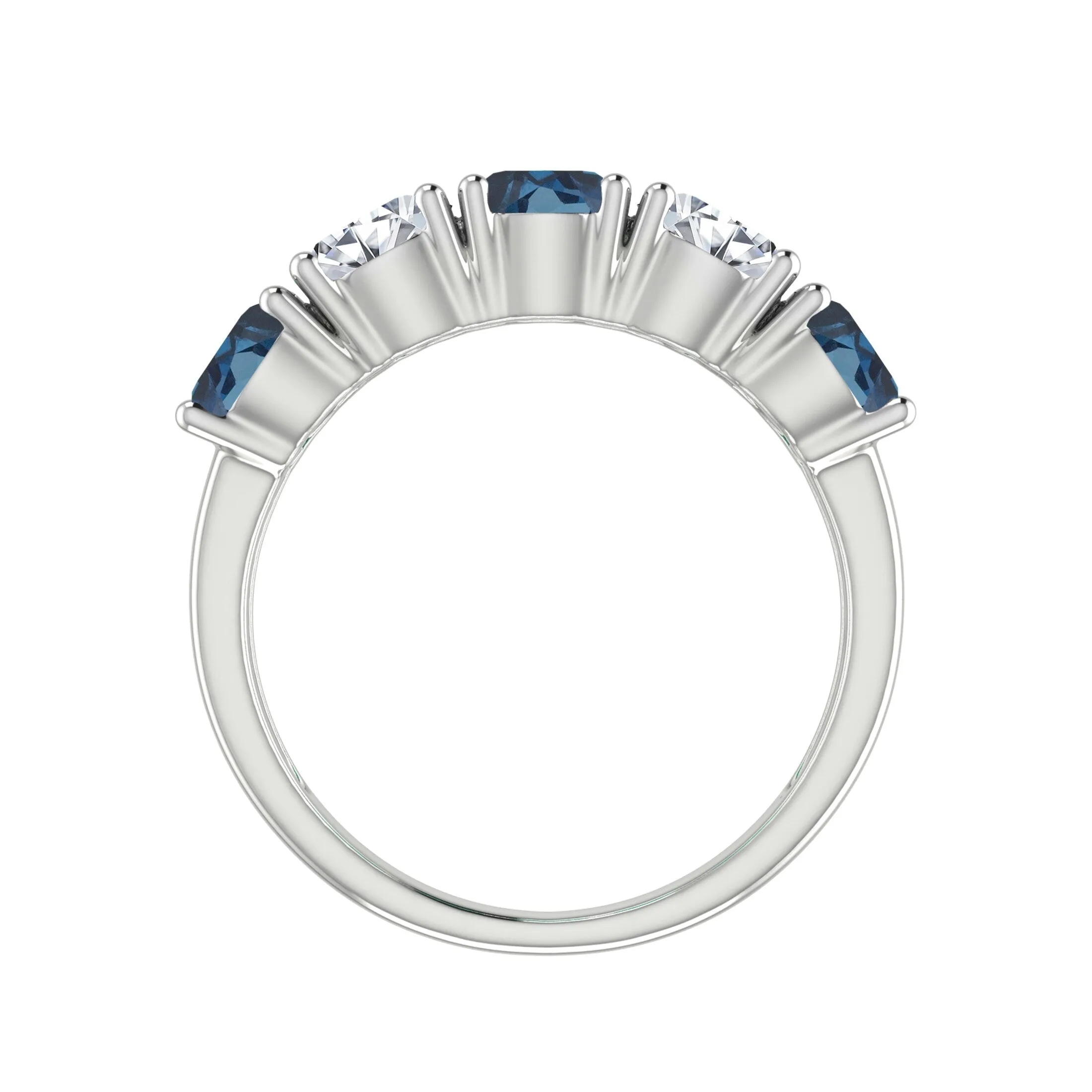 Sterling Silver London Blue Topaz and Moissanite Five Stone Ring sold by Zulily product image thumbnail 3