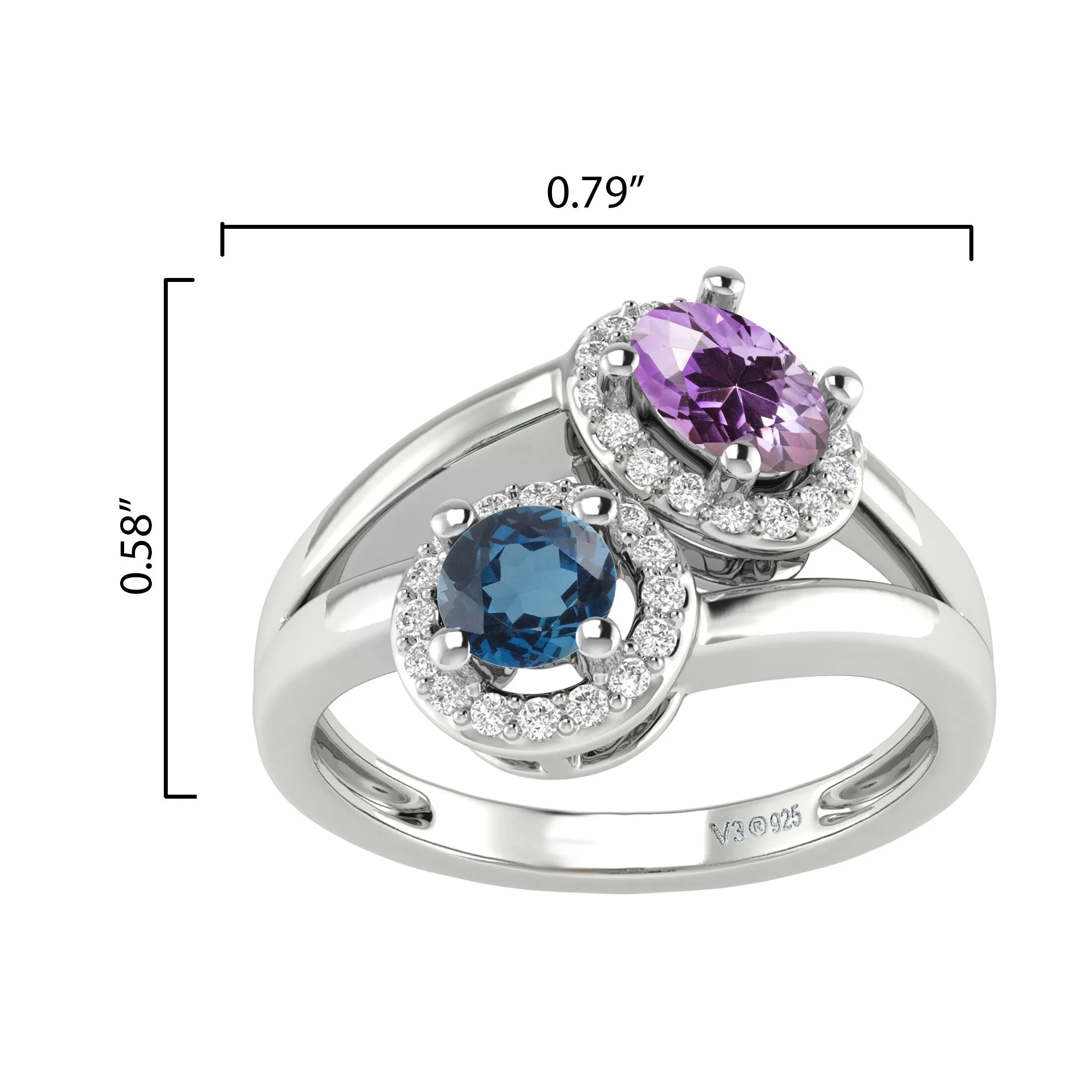 V3 Jewelry Sterling Silver Natural London Blue Topaz and White Topaz Bypass Ring sold by Zulily product image thumbnail 3