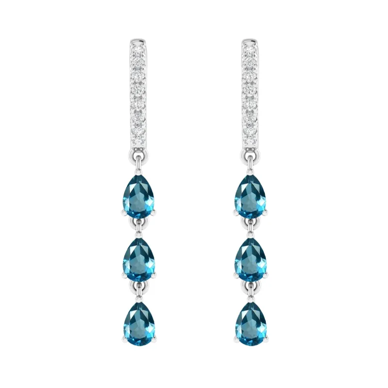 Sterling Silver with Natural London Blue Topaz and White Topaz Dangle Earrings sold by Zulily