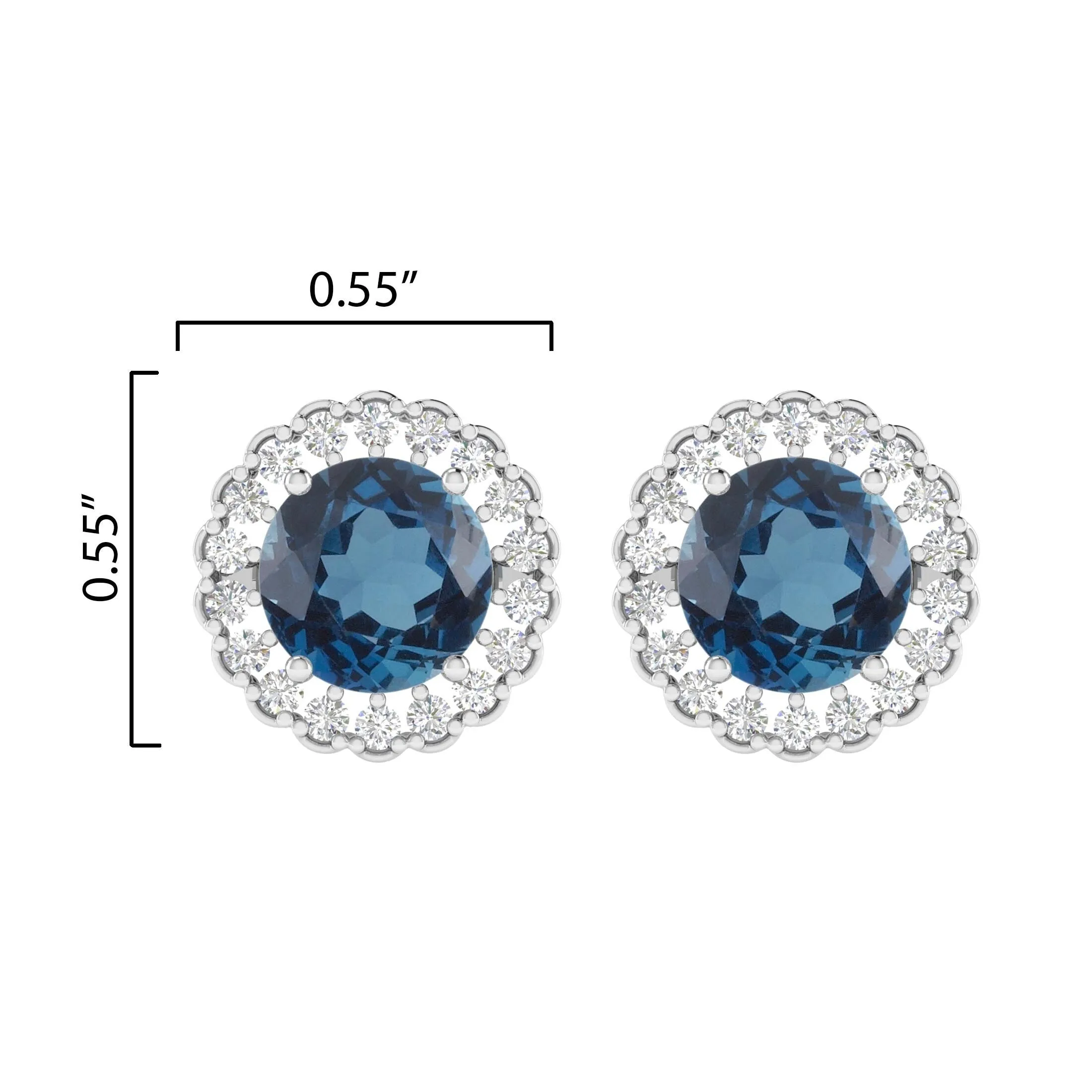 V3 Jewelry Sterling Silver with Natural London Blue Topaz and White Topaz Halo Stud Earrings sold by Zulily product image thumbnail 3