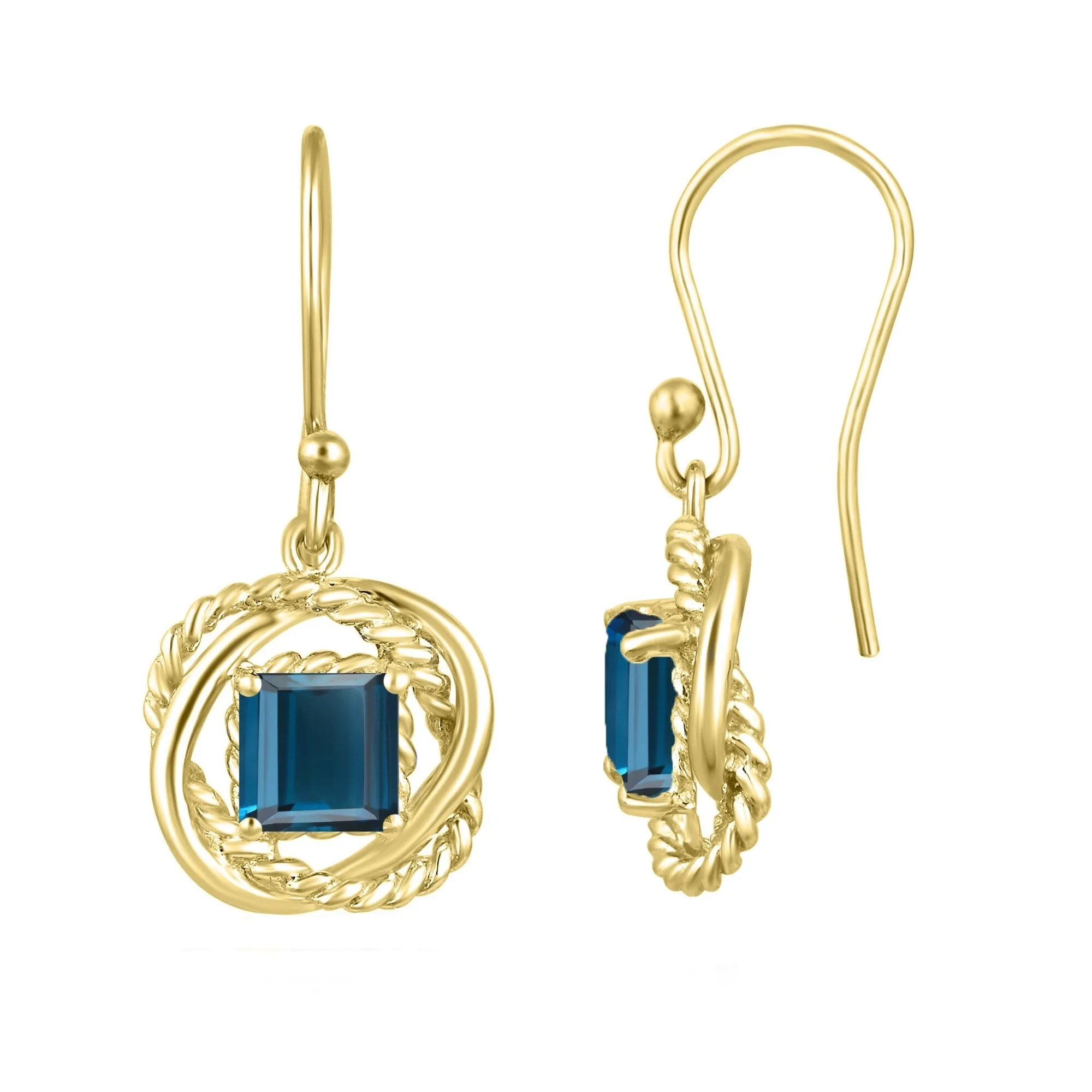 Gold Over Sterling Silver with Natural London Blue Topaz Twisted Wire Earrings sold by Zulily