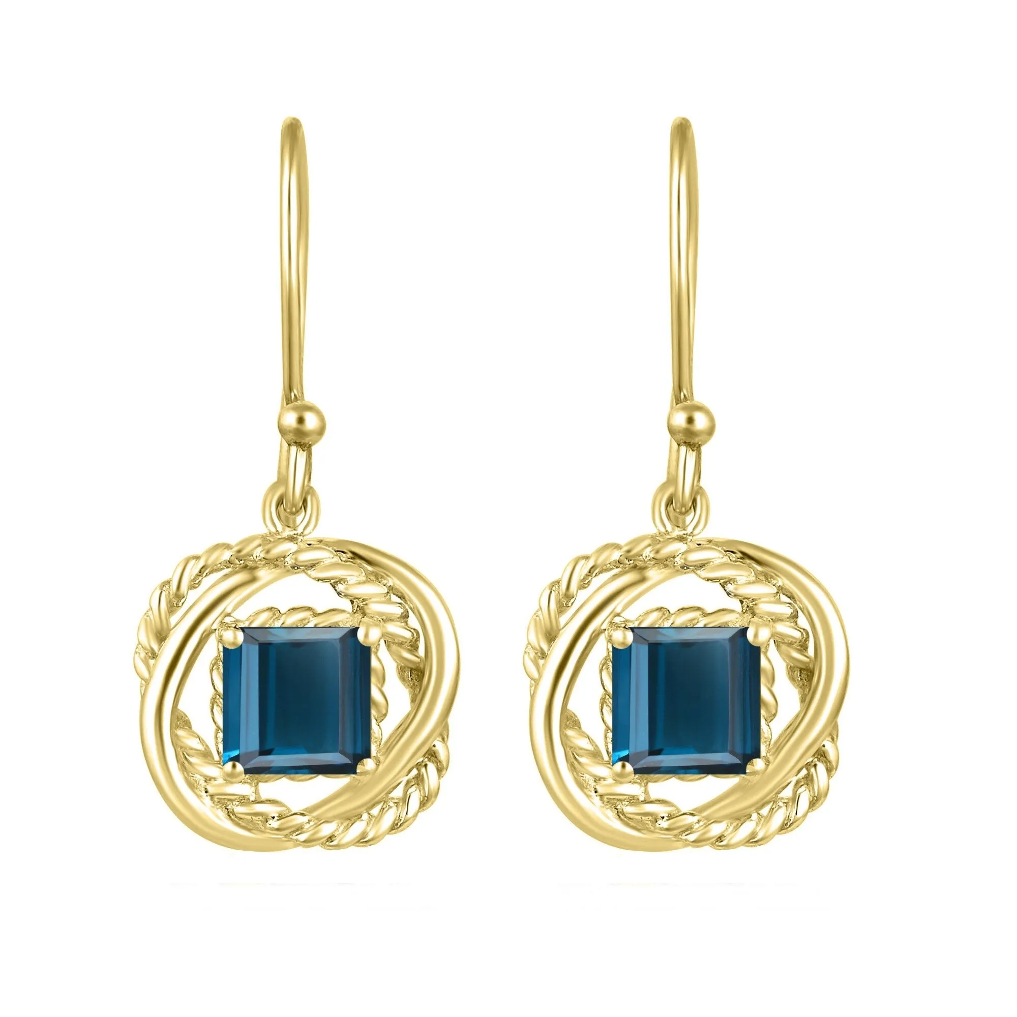 Gold Over Sterling Silver with Natural London Blue Topaz Twisted Wire Earrings sold by Zulily product image thumbnail 2