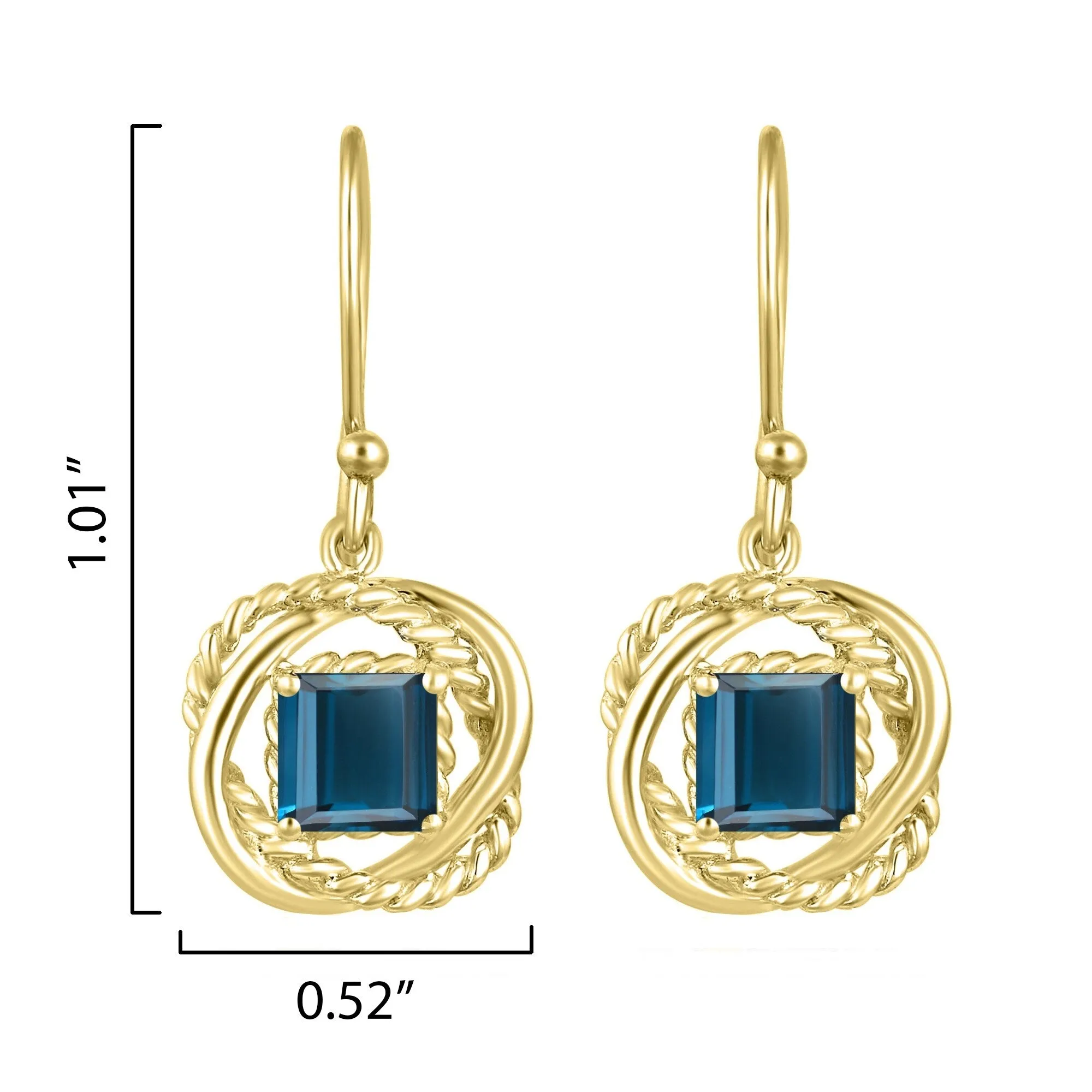 Gold Over Sterling Silver with Natural London Blue Topaz Twisted Wire Earrings sold by Zulily product image thumbnail 3