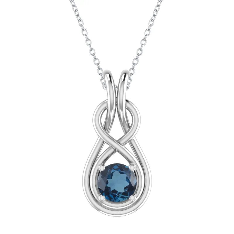 Sterling Silver with Natural London Blue Topaz Infinity Pendant sold by Zulily