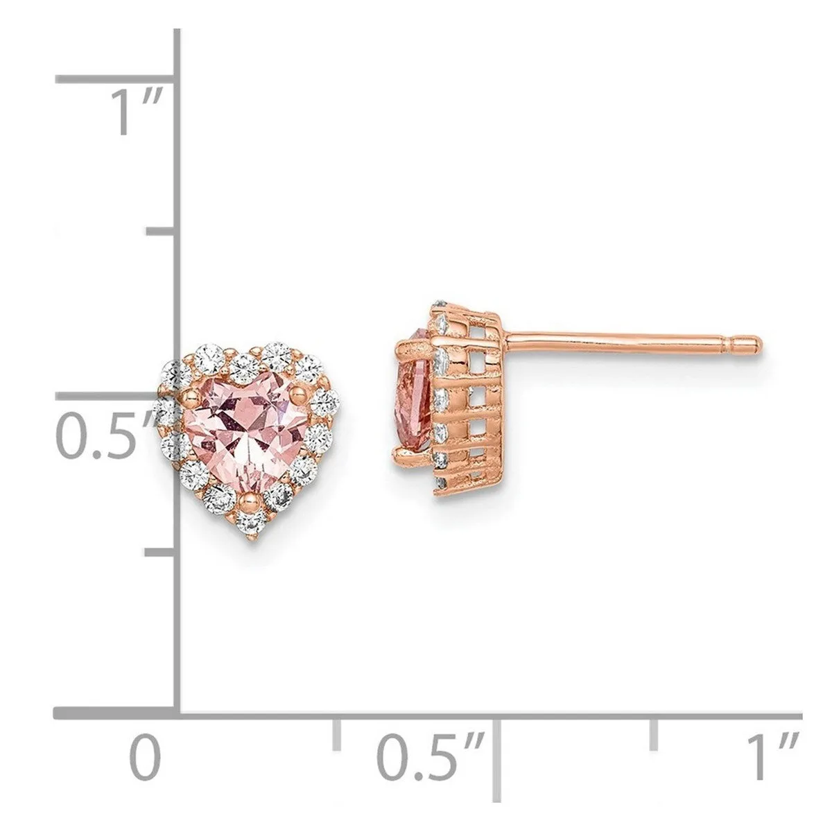 Curata 925 Sterling Silver Rose Plated Pink and White Crystal Heart Post Earrings - 8.08x7.6mm sold by Zulily product image thumbnail 4
