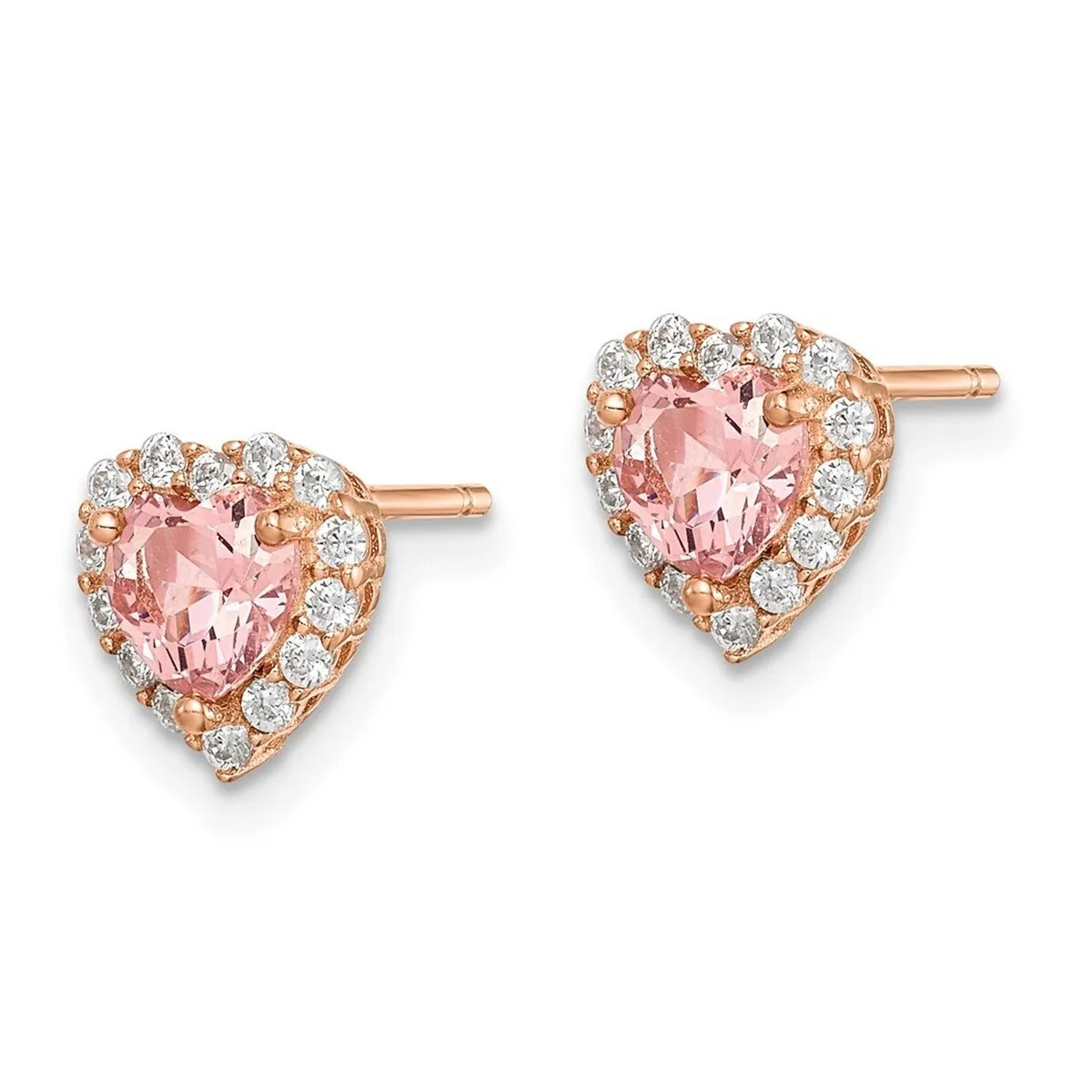 Curata 925 Sterling Silver Rose Plated Pink and White Crystal Heart Post Earrings - 8.08x7.6mm sold by Zulily product image thumbnail 3