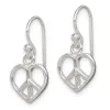Curata 925 Sterling Silver Open Dangle Polished Peace Sign Heart Earrings - 24x10mm sold by Zulily