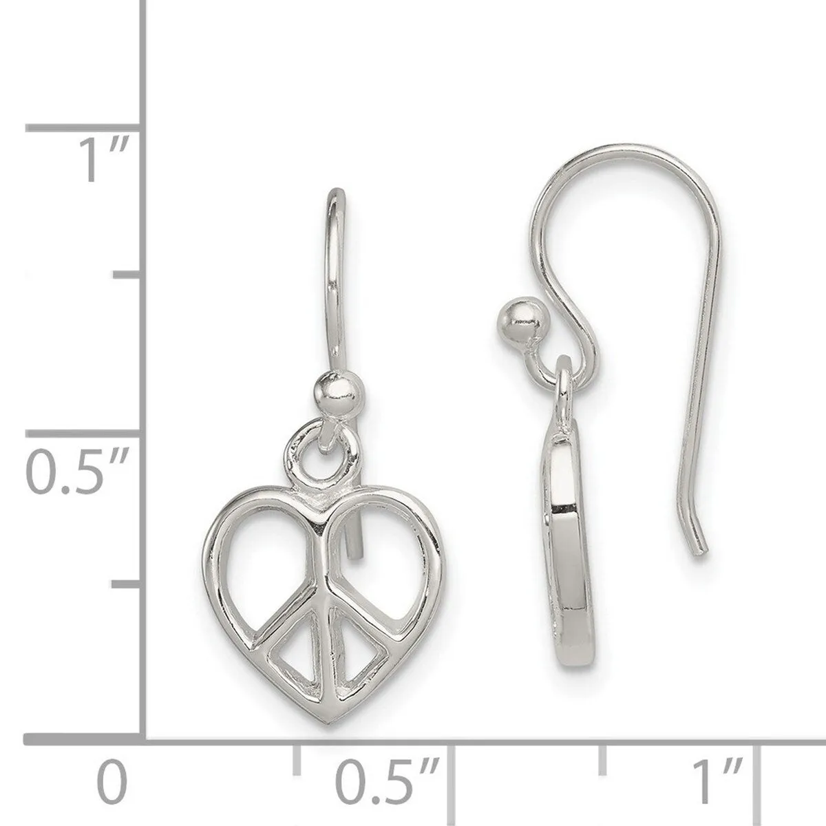 Curata 925 Sterling Silver Open Dangle Polished Peace Sign Heart Earrings - 24x10mm sold by Zulily product image thumbnail 4