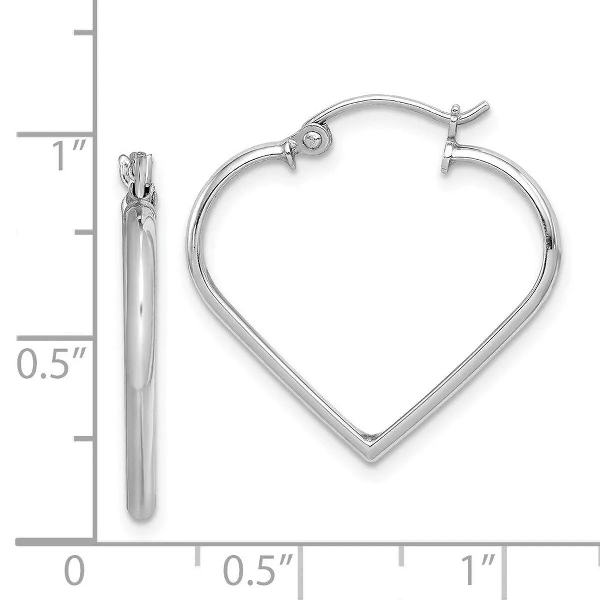 Curata 925 Sterling Silver Polished Hinged Rhodium Plated Heart Hoop Earrings - 23x25mm 3mm Thick sold by Zulily product image thumbnail 4