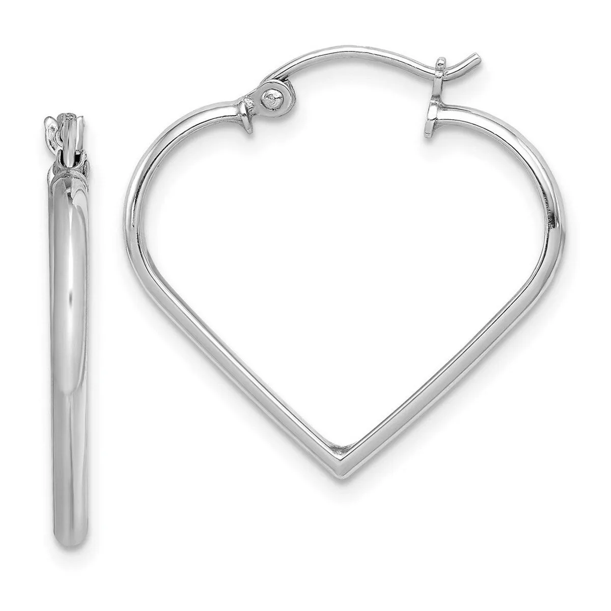 Curata 925 Sterling Silver Polished Hinged Rhodium Plated Heart Hoop Earrings - 23x25mm 3mm Thick sold by Zulily