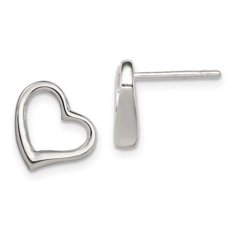 Curata 925 Sterling Silver Polished Post Heart Earrings - 10x10mm sold by Zulily