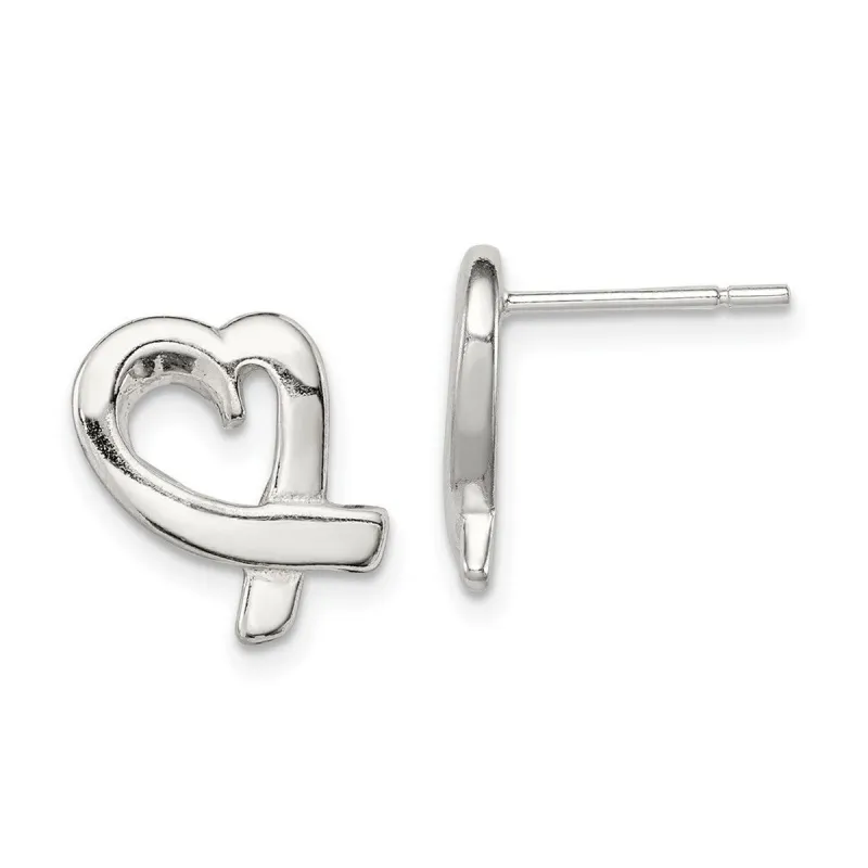 Curata 925 Sterling Silver Polished Post Heart Earrings - 14x9mm sold by Zulily
