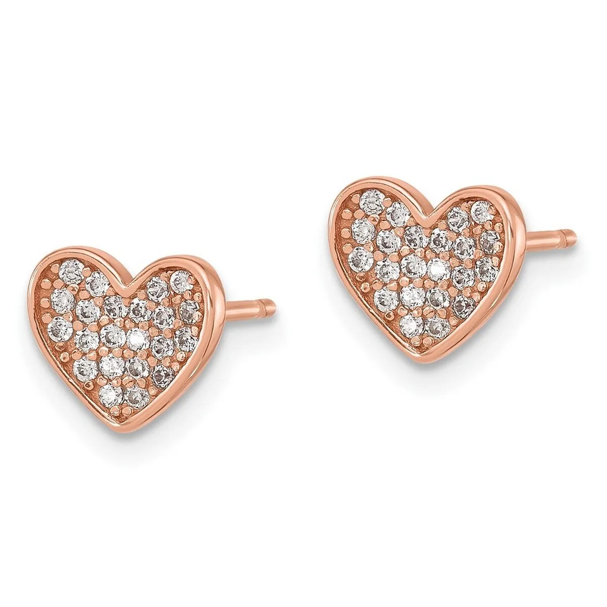 Curata 925 Sterling Silver Rose Tone Pave Cubic Zirconia Heart Post Earrings - 7.6x8.6mm sold by Zulily product image thumbnail 3