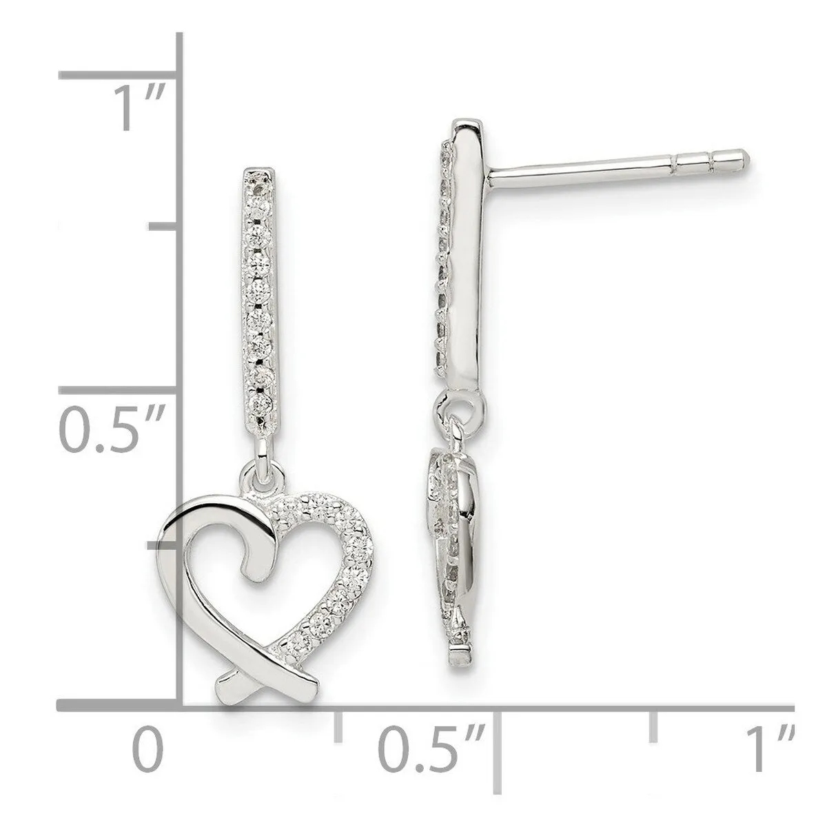Curata 925 Sterling Silver Cubic Zirconia Dangle Heart Post Earrings - 22.2x9mm sold by Zulily product image thumbnail 4