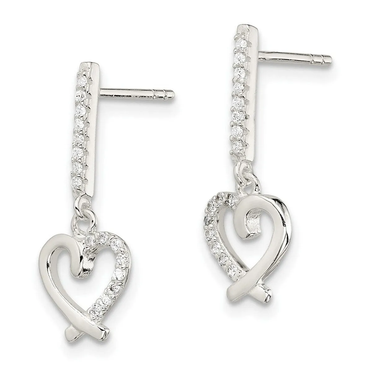 Curata 925 Sterling Silver Cubic Zirconia Dangle Heart Post Earrings - 22.2x9mm sold by Zulily product image thumbnail 3