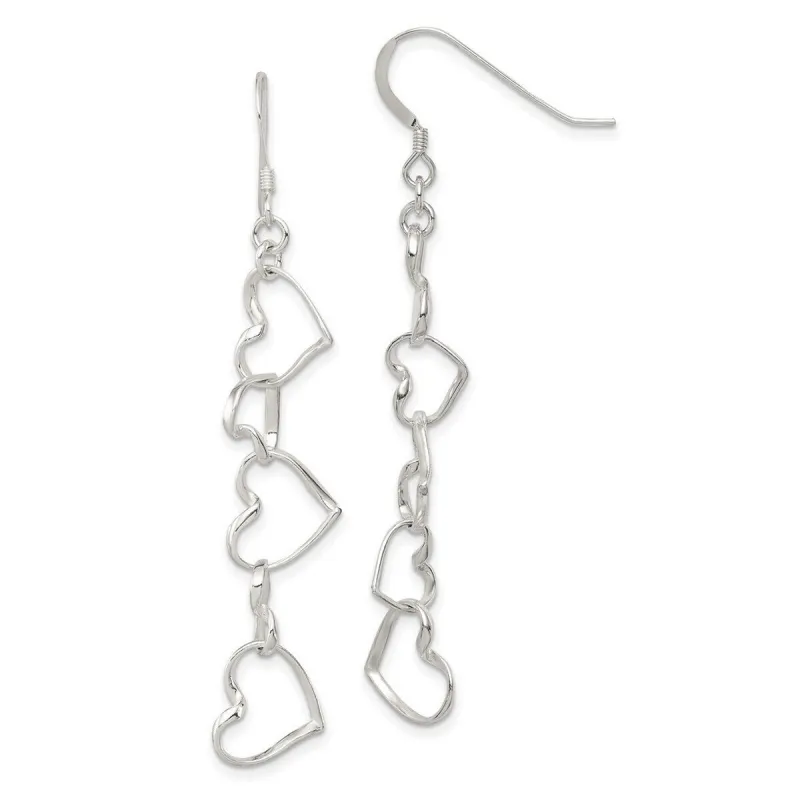 Curata 925 Sterling Silver Polished Heart Dangle Earrings - 53x9mm sold by Zulily