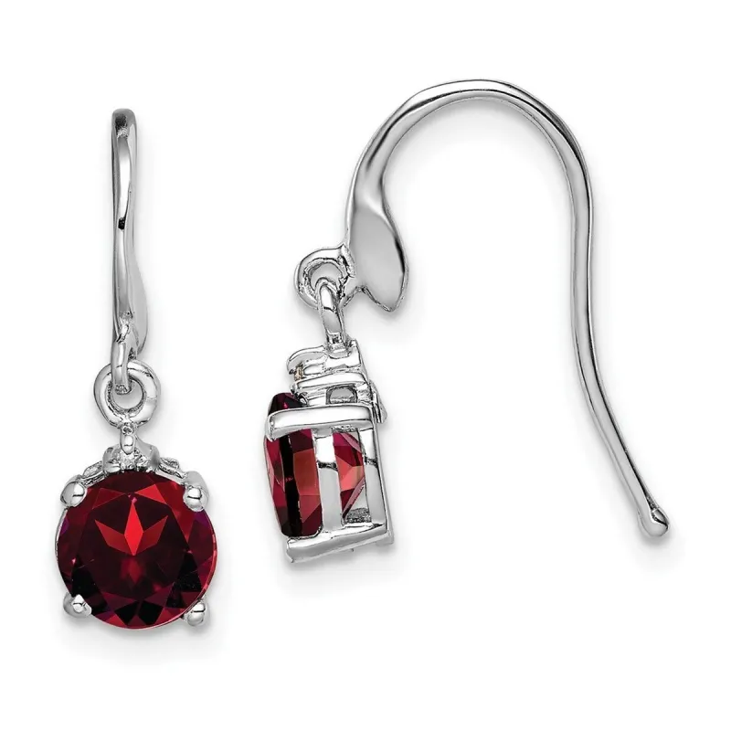 Curata 925 Sterling Silver Polished Rhodium Round Garnet Diamond Wire Earrings - 20x6mm sold by Zulily