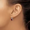 Curata 925 Sterling Silver Polished Rhodium Round Garnet Diamond Wire Earrings - 20x6mm sold by Zulily