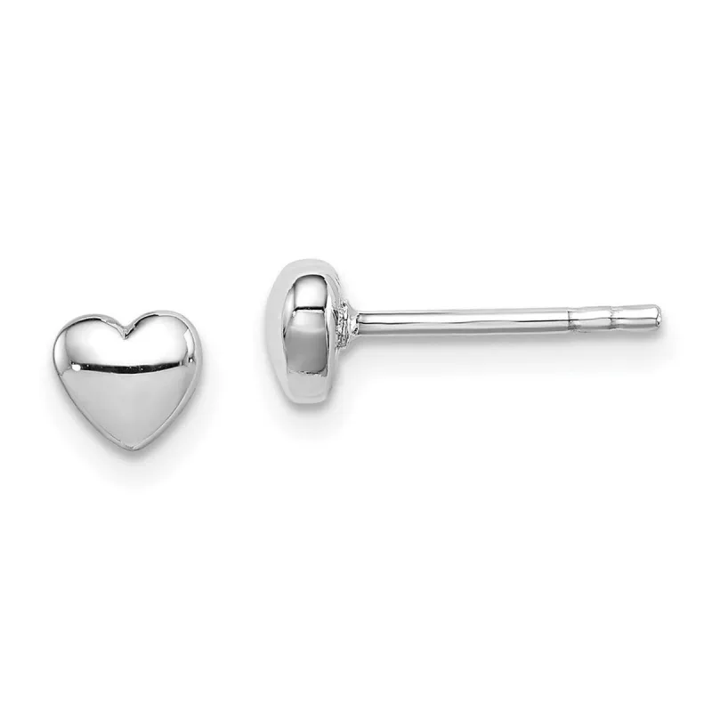 Curata 925 Sterling Silver Rhodium Plated 3D Polished Heart Post Earrings - 5x5mm sold by Zulily