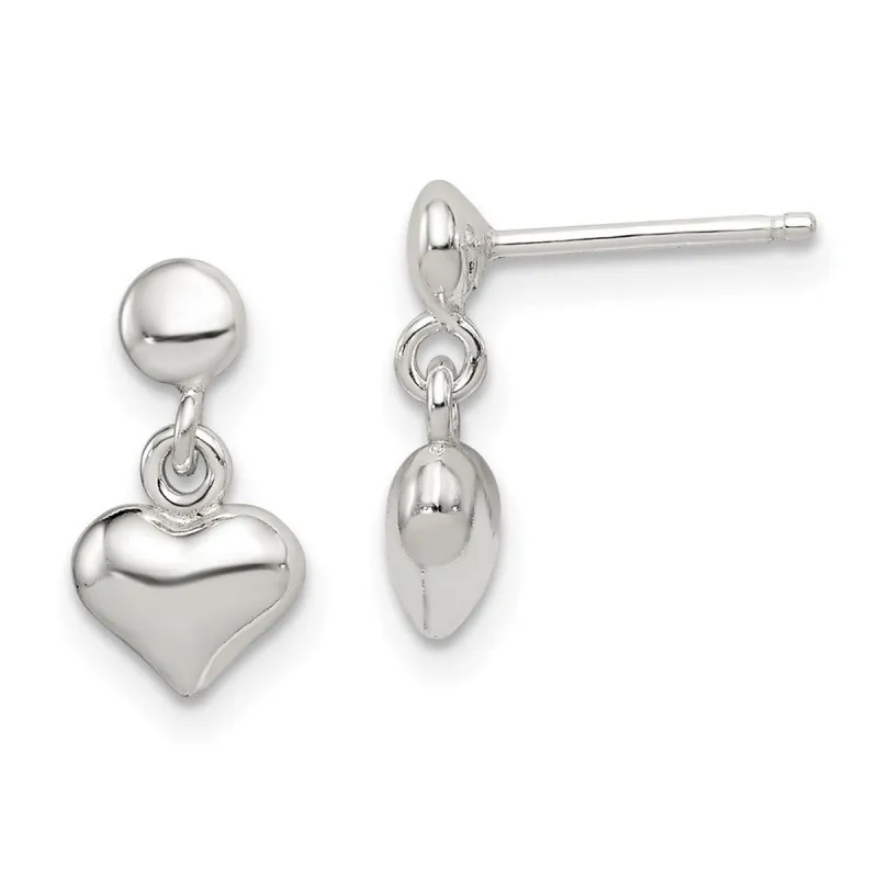 Curata 925 Sterling Silver Polished Dangle Heart Post Earrings - 11x6mm sold by Zulily