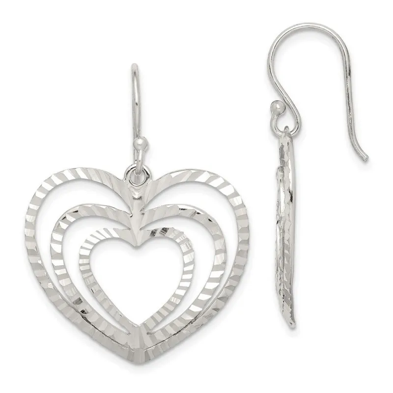 Curata 925 Sterling Silver Sparkle Cut Heart Dangle Earrings - 36.25x27.5mm sold by Zulily