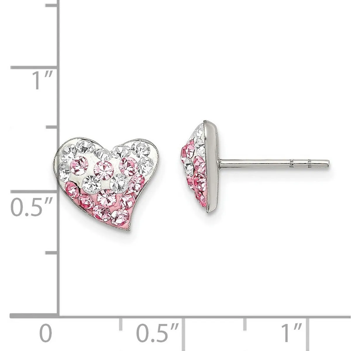 Curata 925 Sterling Silver Polished Pink and White Preciosa Crystal Heart Earrings - 9x11mm sold by Zulily product image thumbnail 4