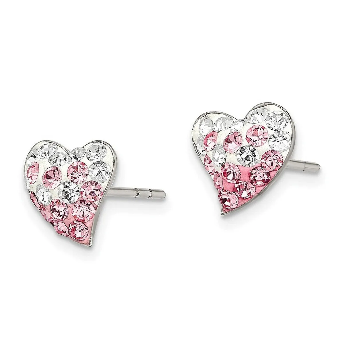 Curata 925 Sterling Silver Polished Pink and White Preciosa Crystal Heart Earrings - 9x11mm sold by Zulily product image thumbnail 3