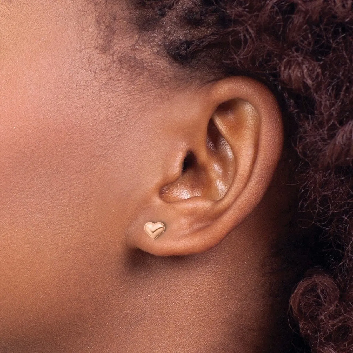 Curata 925 Sterling Silver Rose tone Puffed Heart Post Earrings - 5.1x6.5mm sold by Zulily product image thumbnail 2