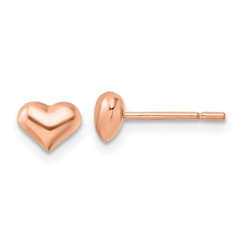 Curata 925 Sterling Silver Rose tone Puffed Heart Post Earrings - 5.1x6.5mm sold by Zulily