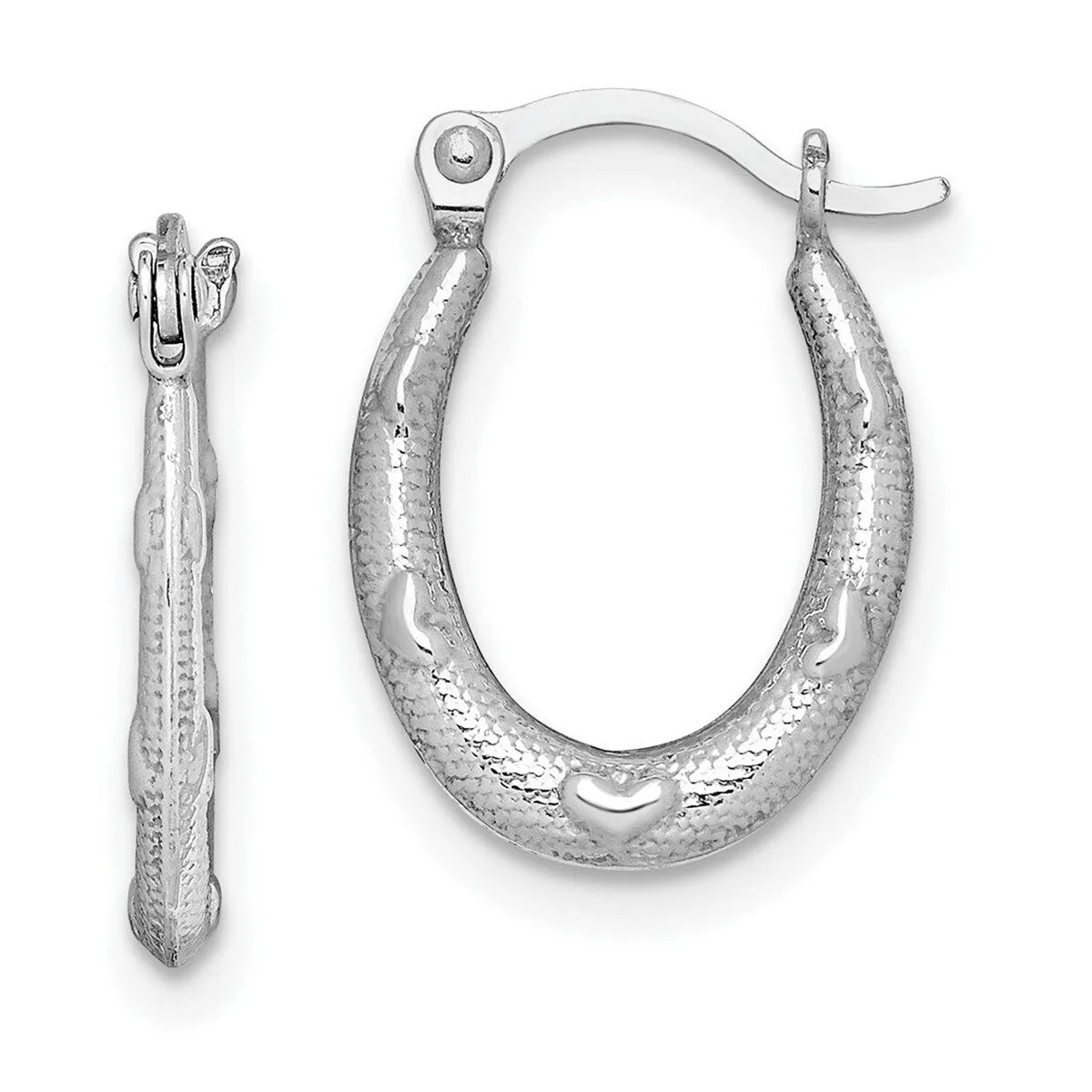 Curata 925 Sterling Silver Hinged Heart Textured Hollow Hoop Earrings - 14x12mm 2mm Thick sold by Zulily