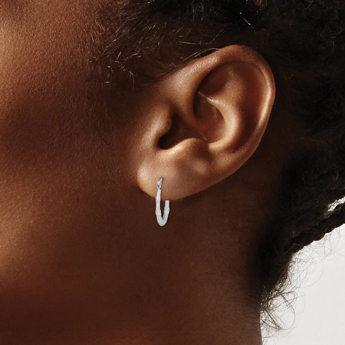 Curata 925 Sterling Silver Hinged Heart Textured Hollow Hoop Earrings - 14x12mm 2mm Thick sold by Zulily product image thumbnail 2