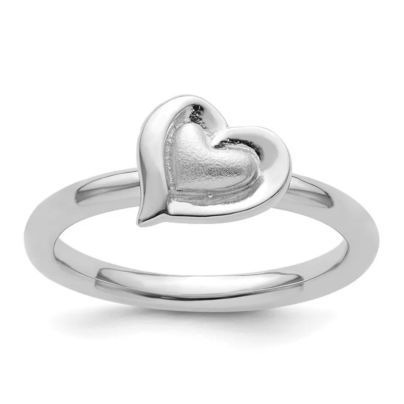 Curata 925 Sterling Silver Stackable Rhodium Heart Ring - 2.25mm sold by Zulily